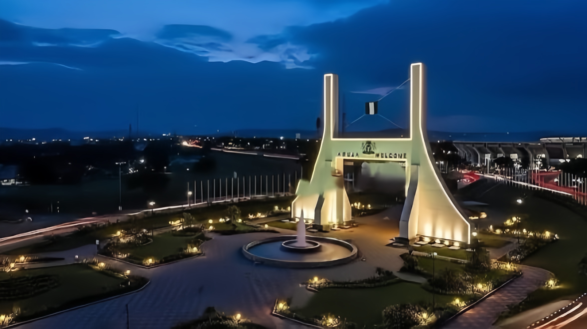 Abuja City Gate at night