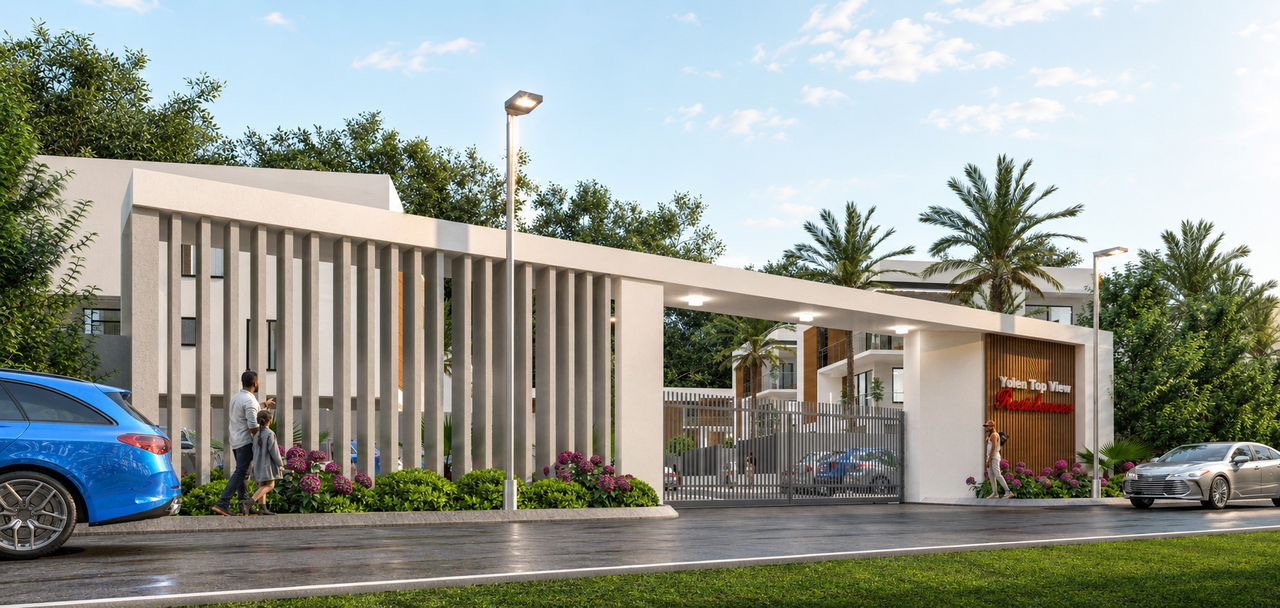 Modern residential estate entrance in Abuja